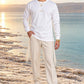Divine Order (long sleeve) של 613, חולצת ציצית לבנה עם שרוול ארוך, צילום חוץ מול נוף פתוח